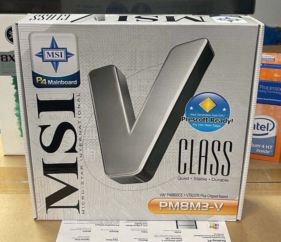 MSI PM8M3-V LGA 775 VIA P4M800CE Micro ATX Intel Motherboard NEW - Image 1 of 4