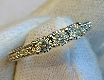 Anel halo de ouro branco 10K diamante 2,76 g joia fina tamanho 7,5 banda *LEIA* - Imagem 1 de 4