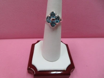 Anillo de plata de ley 925 con topacio azul talla 6-4,58 G Foto 1 de 4