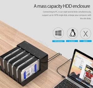 Orico 6558US3-C 5 Bay Super Speed USb 3.0 D Docking Station Tool Free Install - Afbeelding 1 van 15