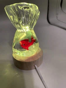 Murano Art Italian Blown Glass Fish In Paper bag. Paper Weight Aquarium 5” High - Picture 1 of 4