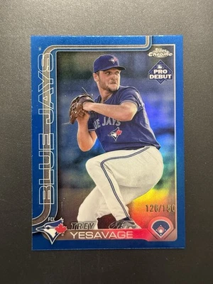 2025 Topps Pro Debut Trey Yesavage Chrome Blue Refractor /150 PDC-45 Color Match - Image 1 of 2