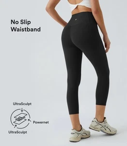 High Waisted Side Pocket Shaping Training Capri Leggings - Picture 1 of 7