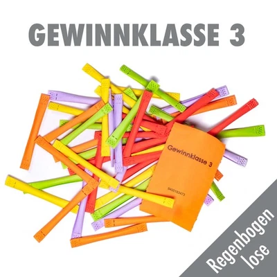 100 Regenbogenlose Tombola Lose Tombolalose Gewinnlose Röllchen "Gewinnklasse 3" - Bild 1 von 4