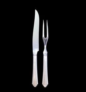 Vintage Oneida Olympia 2 PC Carving Set Silverplate 1932 Knife 10" & Fork 8.5”L - Picture 1 of 6