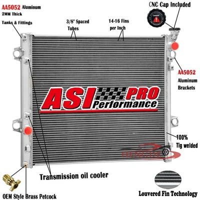 Radiador de aluminio de 2 filas para Toyota 4Runner FJ Cruiser V6 2003-2009 2005 4,0 L Foto 1 de 4
