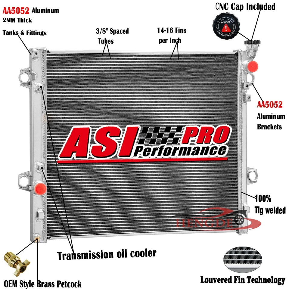 Radiador de aluminio de 2 filas para Toyota 4Runner FJ Cruiser V6 2003-2009 2007 4,0 L Foto 1 de 4