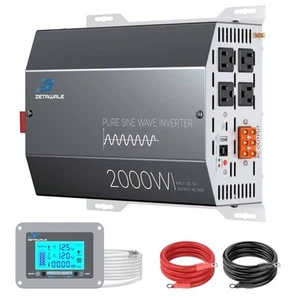 2000 Watt Pure Sine Wave Inverter 12v DC to 110v 120v AC Converter LCD Display - Afbeelding 1 van 16