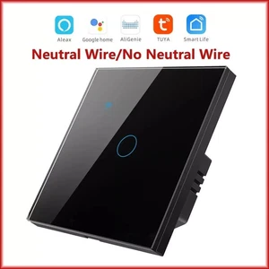 Tuya WiFi Touch Smart Light Switch Neutral Wire not Required 1 Gang Black - Picture 1 of 3