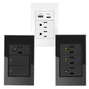 US standard Wall Socket Double/ Triple 2/3 Pole Glass panel with USB Port Charge - Picture 1 of 48