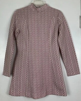 Vestido Vintage 60’s 70’s Downs Fashions London Mini GoGo Hip 36 Busto 34 Rosa Foto 1 de 4