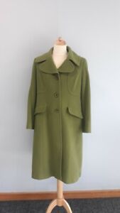 PLANET Green WOOL CASHMERE Blend Coat Size uk 18