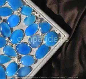 Blue Onyx Gemstone Pendant 925 Silver Plated Wholesale 5pcs Jewelry Lots - Picture 1 of 1