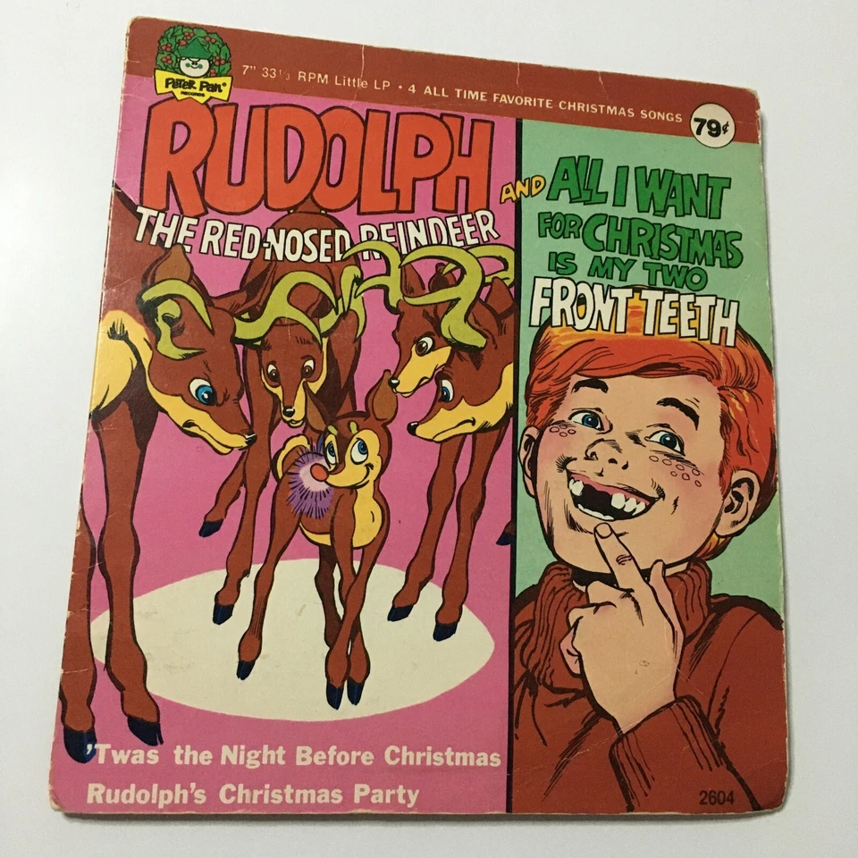 Peter Pan Records 4 All Time Favorite Christmas Songs Rudolph 33 rpm 7"Vinyl VTG - Image 1 of 4