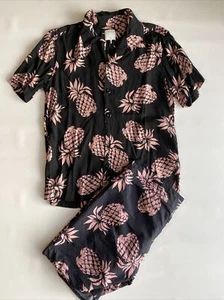 Sandro Men’s Pineapple All Over Pockets Lined Black/Pink Swimming Outfit Set - Picture 1 of 6