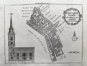 1772 Antique Print; Portsoken Ward London from Noorthouck's London - Picture 1 of 2