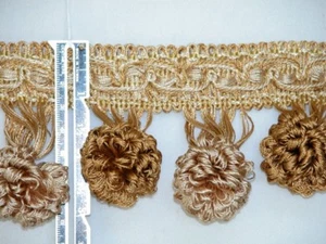 3" Unique Tassel Ball Fringe Trim Tan Brown Per Yard - Picture 1 of 2