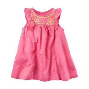 Vestido de algodón bordado manga acampanada Carter's para niña; rosa (9 meses) - Imagen 1 de 1
