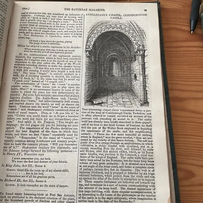 Impresión antigua 1844 - CASTILLO DE CONISBOROUGH - Capilla de Athelstane + Artículo Foto 1 de 3