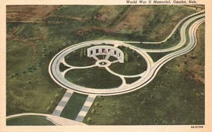 Vintage Postcard World War Ii Memorial Panorama Omaha Nebraska Eric Nelson Pub. - Picture 1 of 2