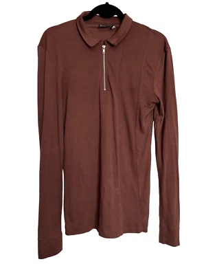 Moletom Pulôver ASOS Top Feminino Tamanho Médio Marrom Meio Zíper - Imagem 1 de 4