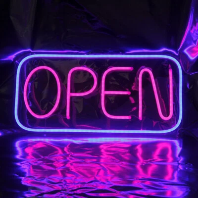 Open LED Neon Sign Store Window Hanging Advertising Light with Dimmer Wall Art - Image 1 of 4