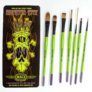 Andrew Mack/Tidwell Monster Stix Pinstriping Paint Brush Synthetic Set of Seven - Picture 1 of 4