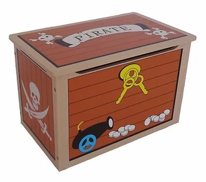 Kiddi Style Children's Pirate Wooden Treasure Chest Toy Box Storage Unit Kids - Picture 1 of 8