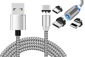 Cavo di Ricarica Smartphone Magnetico 3 in 1 Type C iPhone Micro USB Cavetto - Foto 1 di 7