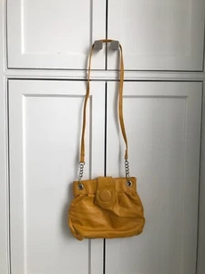 Vintage 1980s Chateau Mustard Yellow Handbag Purse Long Shoulder Strap - Picture 1 of 9