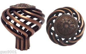 Antique Copper Sunflower Birdcage Kitchen Cabinet Draw Knobs Pulls 35mm - Picture 1 of 2