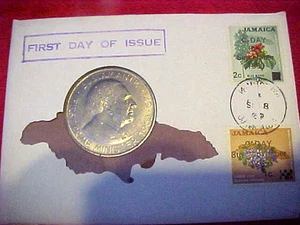 1969 #166 99 COMPANY FIRST DAY FIRST ISSUE JAMAICAN 1 DOLLAR COAT OF ARMS - Picture 1 of 4