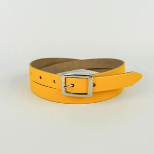 Yellow Leather Belt Skinny Womens Belt Handmade Bright 3/4" Ladies 20mm - Picture 1 of 1