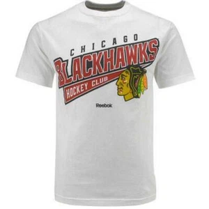 Reebok Men's Chicago Blackhawks Clean Sweep Cotton T-shirt White Medium - Picture 1 of 4