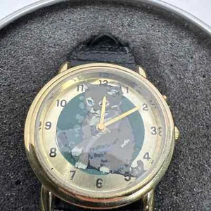 Vintage meowing sound watch with mouse as second hand , genuine leather band - Picture 1 of 4