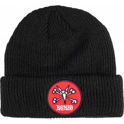 Powell Peralta Skateboard Beanie Red Vato Rat Patch Black