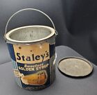 Vintage 5 Lb Staley's Sweetose Golden Syrup Can W Lid Handle & Paper Label RARE