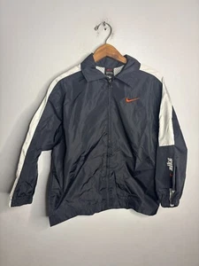 Vintage 90's Nike Windbreaker Jacket Full Zip Kids Boys Size S Black 4502 - Picture 1 of 6