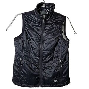 LL Bean Misses S Small Primaloft Quilted Black Full Zip Winter Cold Vest 288310