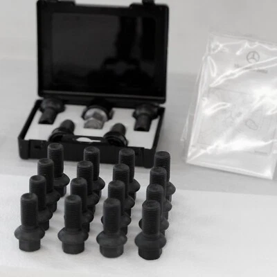 Mercedes A220 CLA250 C300 C63s E350 Juego de 20 tornillos antirrobo OEM negro Foto 1 de 4