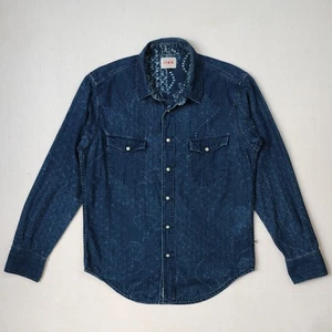 Edwin Japan LS Western Shirt Men’s Medium P2P21" Pearl Snaps Denim 100% Cotton - Picture 1 of 7