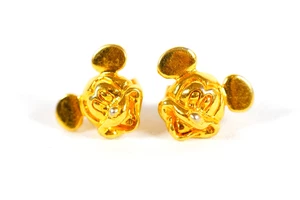 Vintage Disney Mickey Mouse Kopf Ohrstecker goldfarben - Bild 1 von 4