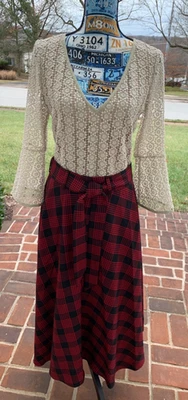Talbots Red Plaid Midi A-Line Skirt/ Size 4!!! NEW!!! - Image 1 of 4