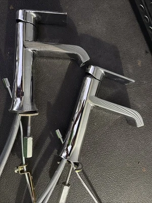 MOEN Genta Single Handle Single Hole Bathroom Faucet in Chrome, Pair Of 2 - Image 1 of 4