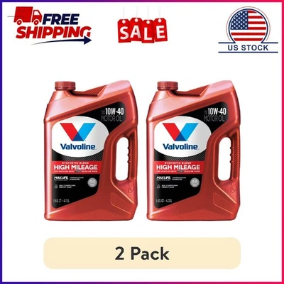 (2 pack) Valvoline High Mileage MaxLife 10W-40 Synthetic Blend Motor Oil 5 QT Foto 1 de 4