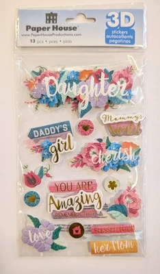 Daughter Daddy's Girl Mommy's World 3D Scrapbooking Stickers By Paper House RARE - Image 1 of 2