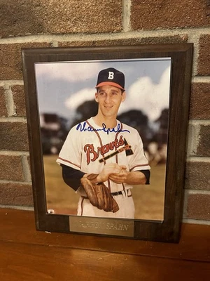 Vintage Warren Spahn Autographed Photo W. Plaque - Image 1 of 3