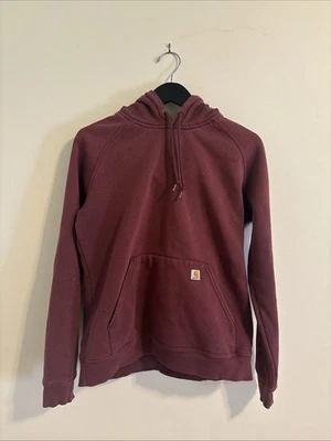 Sudadera con Capucha Pullover Carhartt Mujer Calce Relajado S Granate Manga Larga Cordón Foto 1 de 4