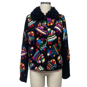 Vintage Michael Simon NY Womens Size M Colorful Art Cardigan - Picture 1 of 10
