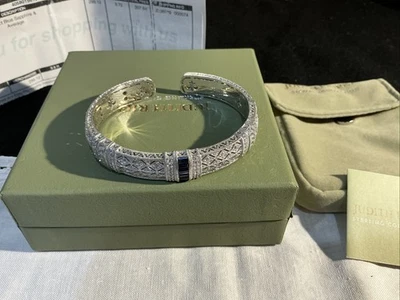 Judith Ripka Sterling Silver Blue Sapphire Diamonique Pia Cuff Bracelet - Image 1 of 4